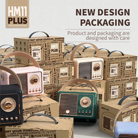 HM11 Speaker Bluetooth Nirkabel Retro Speaker Radio Mini Portabel dengan Kartu FM TF USB AUX untuk Rumah, Perjalanan Luar Ruangan