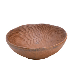 Plateau à thé rond en poterie rustique à rayures verticales, style Wabi Sabi, décoratif pour la maison - Product Image 5