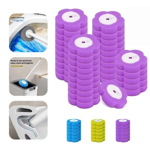 Testine e Manici di <span class=keywords><strong>Ricambio</strong></span> in Plastica Monouso per Spazzola WC, Sistema di Pulizia Multifunzionale da 36 Pezzi per Bagno (Viola) - Product Image 1