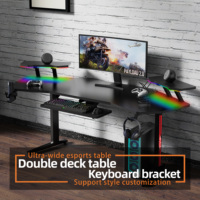Grand bureau de jeu RVB de 180cm pour E-sports, fabricant de tables de jeu d'ordinateur, bureau de jeu noir avec LED