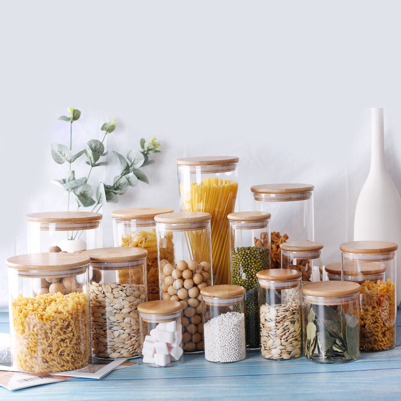Modern High Borosilicate Glass Storage Jar with Bamboo Lid Factory Full ...
