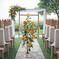 Décoration de plantes artificielles pour la maison et l'extérieur Arbre à fleurs artificielles Hibiscus Syriacus avec pot en plastique Ornement durable