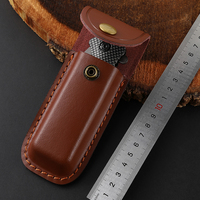Bochen Durable 14,5 cm Funda de cuero plegable para cinturón Funda de cuchillo de bolsillo de 5,5 pulgadas Bolsa EDC Protector de cuchillo Bolsa de cuero