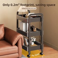 Étagère de rangement de cuisine, chariot à roulettes compact, sur pied, mobile, quatre niveaux, en acier au carbone, durable et multifonctionnel