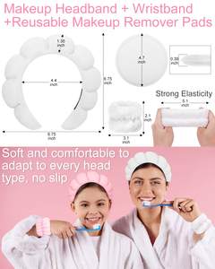 Esthéticienne du <span class=keywords><strong>visage</strong></span> en tissu éponge avec logo personnalisé direct d'usine enlève la tige <span class=keywords><strong>bandeau</strong></span> de maquillage <span class=keywords><strong>bandeau</strong></span> de soins de la peau - Product Image 4