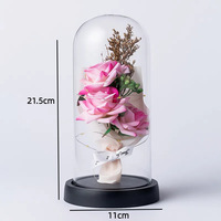 Couverture en verre de haute qualité Simulation fleur décoration saint valentin et fête des mères cadeau vie éternelle Rose Bouquet couverture