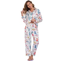 Livraison Gratuite – Nouveauté Été : Ensemble Pyjama 2 Pièces Bleu Imprimé avec Short, Col Revers et Boutons, Taille Élastique – Doux et Adorable