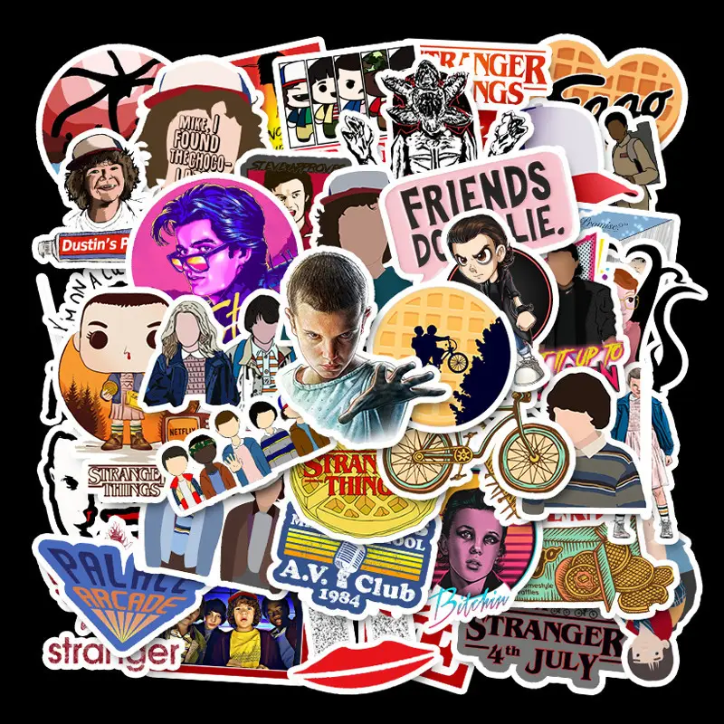 50 designs Reusable Stranger Things Movie Stickers Luggage Laptop Bicycle Stickers