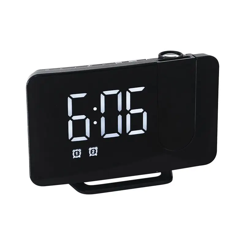 Low, medium and high brightness adjust 180 degree rotation alarm clock with projector led digital smart table clocks