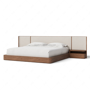 Sageliving Handcrafted <b>Modern</b> Style Solid Wood Fabric <b>Bed</b> Extended for a Stylish Bedroom FL24BN025-2 <b>Modern</b> Design and - Product Image 4
