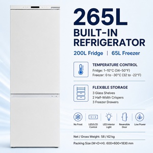Réfrigérateur encastrable 265L No Frost Classe énergétique A, 200L Réfrigérateur 65L Congélateur, Commande LED, Porte réversible 55cm pour Cuisine Domestique - Product Image 3