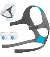 Support de fixation pour masque CPAP intégral F20, avec clips inclus, en nylon élastique gris/bleu, taille moyenne