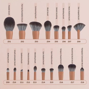 Juego de Brochas de Maquillaje Veganas de Pelo Sintético Supersuave de 18 Piezas con Logotipo Personalizado de Envío Rápido, Color Marrón, Herramientas de Belleza - Product Image 5