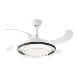 Factory Supplier Modern Decor Remote 6 Speeds Bathroom White Hidden Ceiling Fan With Light