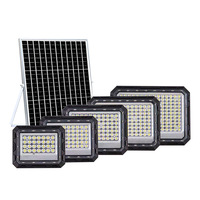 Projecteur solaire LED à haute luminosité et lentille optique économique, étanche IP65, avec télécommande, allumage automatique du crépuscule à l'aube, pour mur, poteau ou jardin
