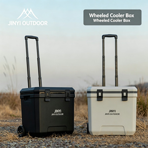 JINYI OUTDOOR Rotomolded Cooler Box 36L Square Portable Ice Chest with Retractable Handle and Wheels for Outdoor Camping - Product Image 5
