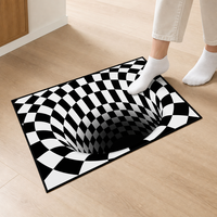 Tapis 3D moderne noir et blanc en polyester, fabriqué à la machine, pour la décoration du salon et de la chambre, grande taille, lavable en machine
