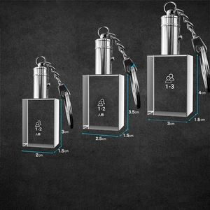 Porte-clés en verre cristal vierge, personnalisable avec logo gravé au laser, LED intégrée, vente en gros à prix d'usine - Product Image 4