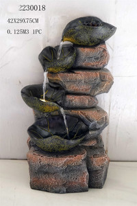 Fuente de agua de suelo exterior rústica con tarro y cuenco de <span class=keywords><strong>gres</strong></span> con luz LED en cascada <span class=keywords><strong>para</strong></span> patio jardín - Product Image 4