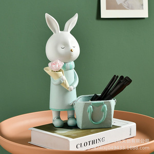 Qi Hang Rabbit <b>Storage</b> <b>Box</b> Round PP Standing Type Decorative Home Ornament For Living Room Snack Or Craft <b>Storage</b> - Product Image 2