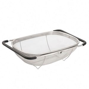 Panier égouttoir ovale en acier inoxydable de qualité supérieure pour évier de cuisine, passoire à mailles fines, panier à fruits extensible en métal - Product Image 1