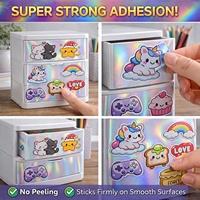 Papel Adhesivo Holográfico Arcoíris de Vinilo Impermeable Imprimible en Blanco de Primera Calidad, Papel Adhesivo Permanente Personalizado para Impresora de Inyección de Tinta A4