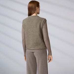 Chaleco de Punto Personalizado con Logotipo, Diseño Invernal sin Mangas, Chaleco de Punto Informal para Mujer, Suéter de Cuello Redondo, Cárdigan de Punto para Mujer - Product Image 4