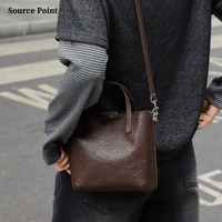 Sac messager mini en cuir véritable souple avec double anse fine et bandoulière amovible réglable pour femme – Sac à main quotidien