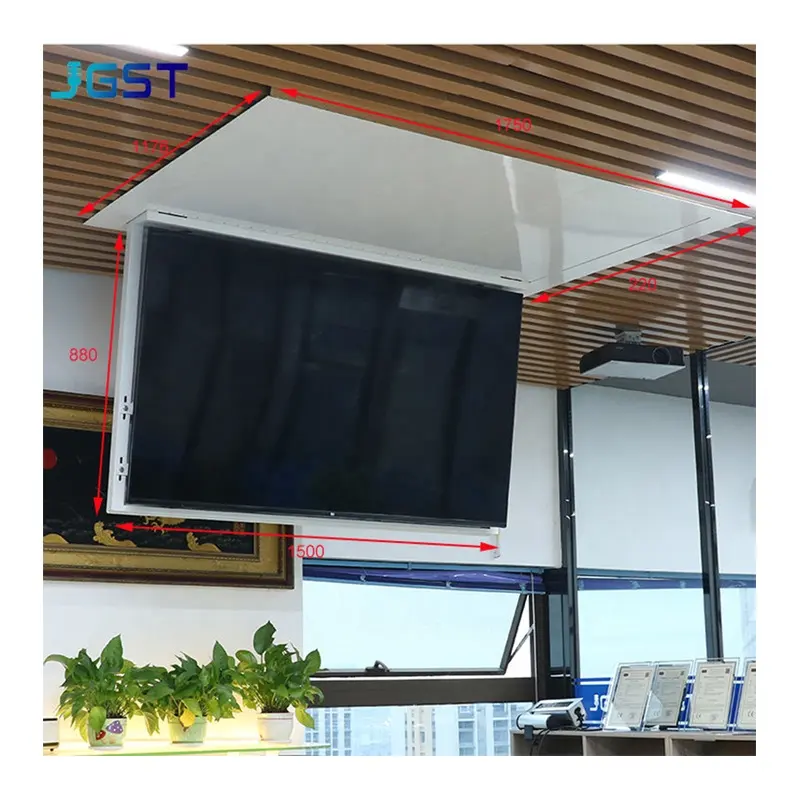 Tv Drop Down Mount Ceiling Drop Down TV Mount 105 Degrees Motorised Tv Lift Hidden Design Flip Down Ceiling TV Lift With Remote For 32-86 Inches