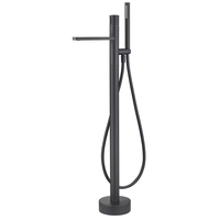 Baignoire sur pattes noire autoportante montée au sol robinet de robinet de Cae robinet de baignoire sur pied contemporain en laiton