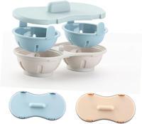Cuiseur à œufs pour micro-ondes, 2 tasses, antiadhésif, avec couvercle, gadget de cuisine pour œufs pochés faibles en gras pour micro-ondes