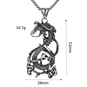 Men's Stainless Steel <b>Celtic</b> Dragon Pendant <b>Necklace</b> Geometric Animal Design Gift Jewelry - Product Image 5