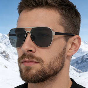 Lunettes de soleil polarisées à monture carrée Ks-3982 pour hommes, monture en plastique noir et métal, protection UV400 pour la conduite en extérieur - Product Image 2