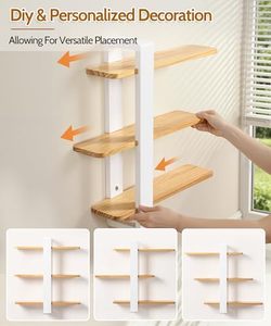 Floating Shelves White <strong>for</strong> <strong>Wall</strong> Mounted <strong>Shelving</strong> <strong>Unit</strong> All Pine Wood 3 Tier Large Shelf <strong>for</strong> Bedroom Living Room Office - Product Image 4