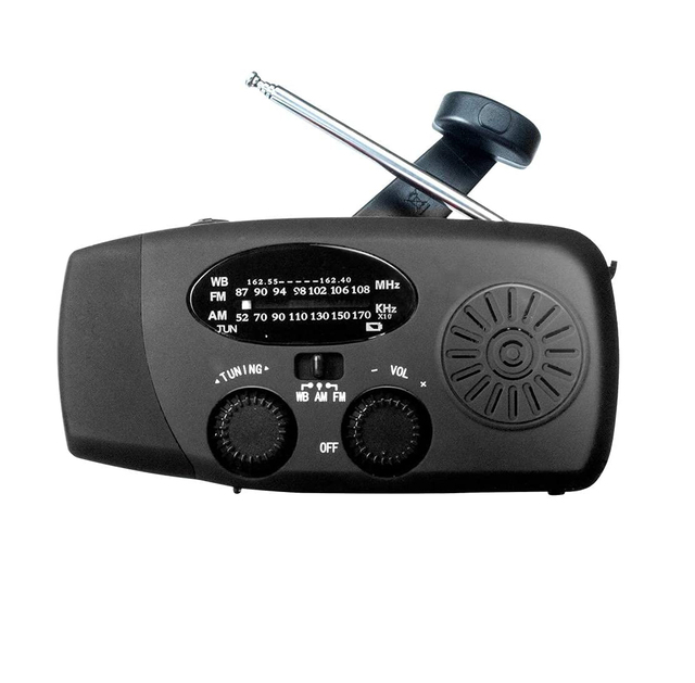 Durable 2000mAh Portable Solar AM FM Radio Phone Charger Hand Crank with Flashlight for Home & Outdoor Use