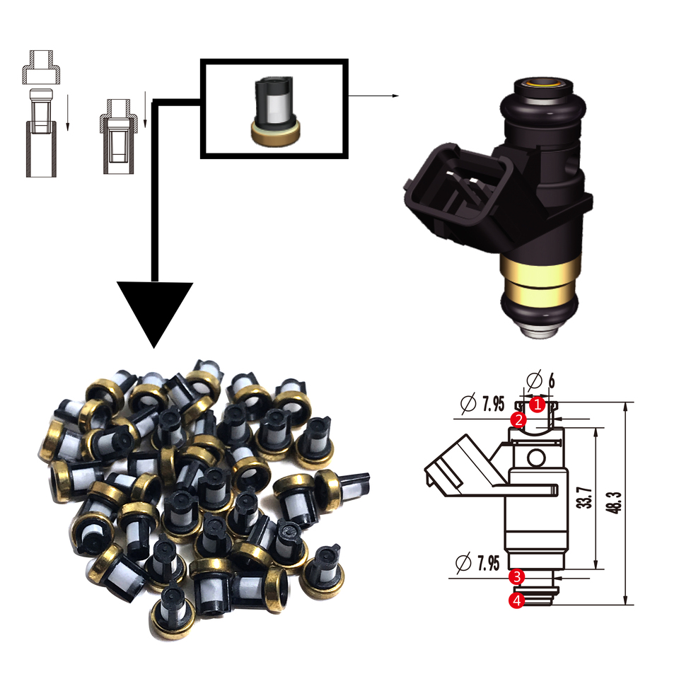 11008 Fuel Injector Repair kit Metal Micro Filter 6x7mm