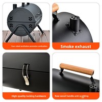 Barbecue portable en métal au charbon de bois avec structure en acier, poids 4,5 kg, design pliable pour utilisation en extérieur