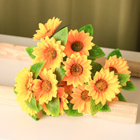 Bouquet de fleurs artificielles en soie, tournesol à 5 branches, pour la décoration de la maison, la Saint-Valentin