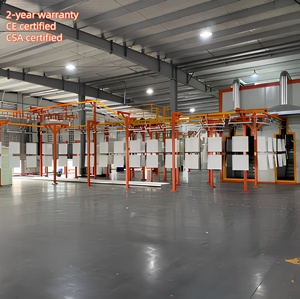Ligne de revêtement électrostatique entièrement automatique contrôlée par PLC, avec prétraitement, <span class=keywords><strong>cabine</strong></span> de récupération cyclonique, séchage et four de polymérisation pour métaux - Product Image 1