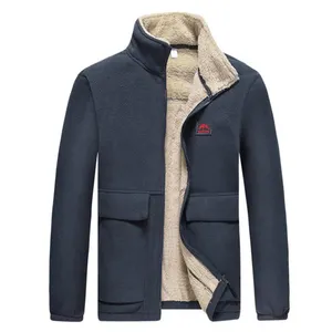 Wholesale Mens Thicken Sherpa Jacket Casual Stand Collar Long Sleeve Fleece Zipper Coats Men Jackets Winter Outwear