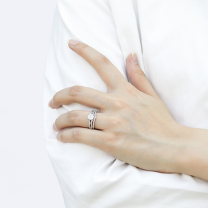 Ensemble d'alliances en argent sterling S925 Plaqué or rose et rhodium Bague <span class=keywords><strong>trio</strong></span> de mariée et bagues de fiançailles en diamant zircon - Product Image 6