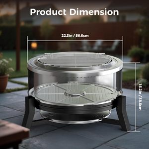 Brasero à <span class=keywords><strong>bois</strong></span> 22 pouces à faible émission <span class=keywords><strong>de</strong></span> fumée, revêtement noir, robuste, pour camping, <span class=keywords><strong>vente</strong></span> chaude, foyer extérieur - Product Image 6