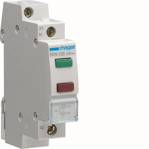 SVN126 compatibile con Hagers 1 doppia indicatrice luminosa 230V AC LED verde + rosso modulo 1 DIN - Product Image 1