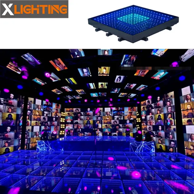 Led stage lights dance flors portable infinity light piste de dance 3d floor tiles