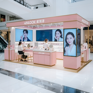 Exhibidor de Maquillaje y <span class=keywords><strong>Lentes</strong></span> de Contacto con Iluminación LED y Paneles Mate Impermeables en Rosa/Morado - Product Image 5