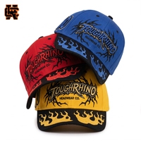 Ensemble de casquettes de baseball sportives Toughrhino unisexe 3 pièces Jaune Rouge Bleu Flamme tribale 100% coton Respirant Imperméable Réglable