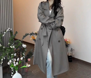 Nouveau Manteau Trench de Mode pour <span class=keywords><strong>Femme</strong></span>, Style Britannique, à Manches Longues, <span class=keywords><strong>Mi</strong></span>-long, Ceinturé, Idéal Printemps, Automne et Hiver - Product Image 3