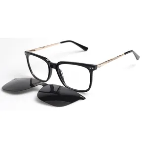 high quality wholesale manufacture acetate metal supplier unisex clip on magnetic glasses