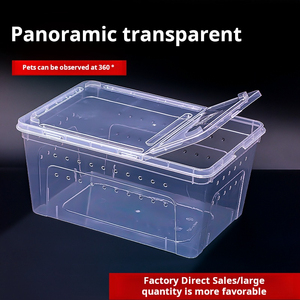 Jaula portátil de plástico transparente para hábitat de animales, suministros para reptiles y anfibios para cría de serpientes, caja de alimentación de transporte de tortugas - Product Image 2