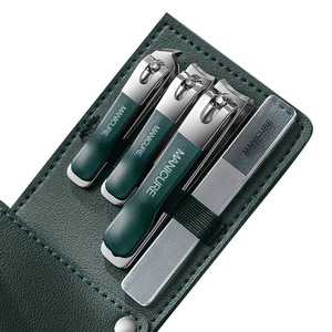 Kit de manucure et pédicure portable en acier inoxydable avec coupe-ongles à lame courbée et ouverture large, et étui pour le soin des doigts et des orteils - Product Image 1